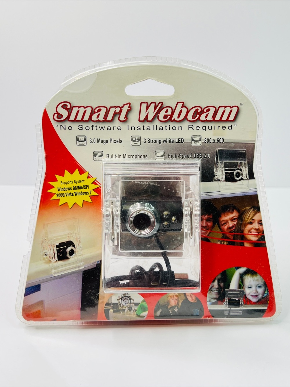 Smart Webcam USB 2.0 w/3 LED’s Built In Microphone & Laptop LCD Clip-On in Black